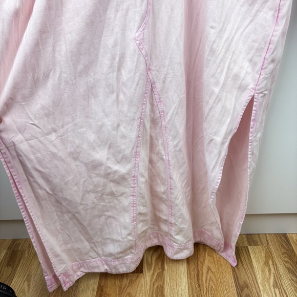 Free People Mad Love Denim Midi Dress Quartz Pink NEW Size XL Cotton Long Sleeve - Picture 4 of 7